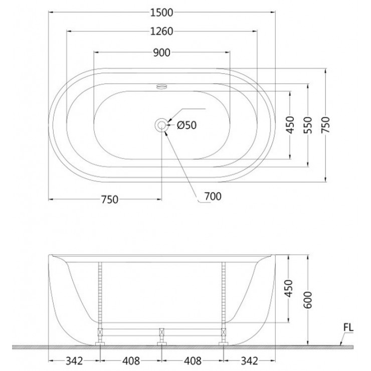 Bồn Tắm CAESAR AT0750 Đặt Sàn 1.5M