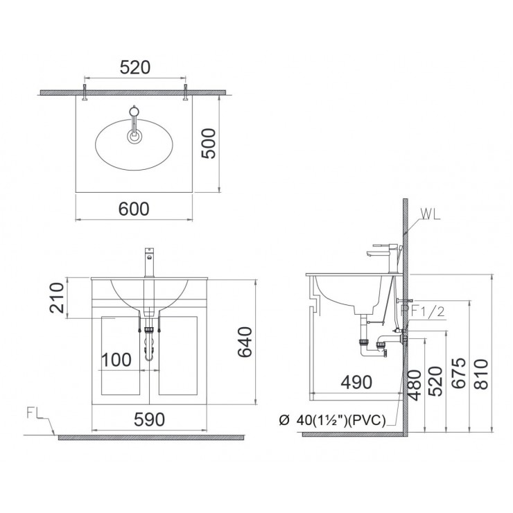 Bộ Tủ Lavabo Treo Tường CAESAR LF5024+EH15024AV