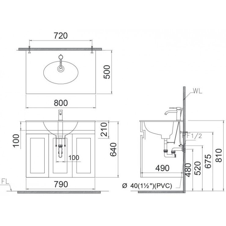 Bộ Tủ Lavabo Treo Tường CAESAR LF5026+EH15026AV