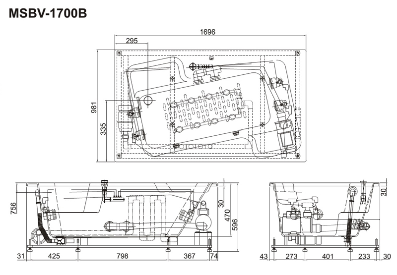 Bồn tắm Massage Inax MSBV-1700B