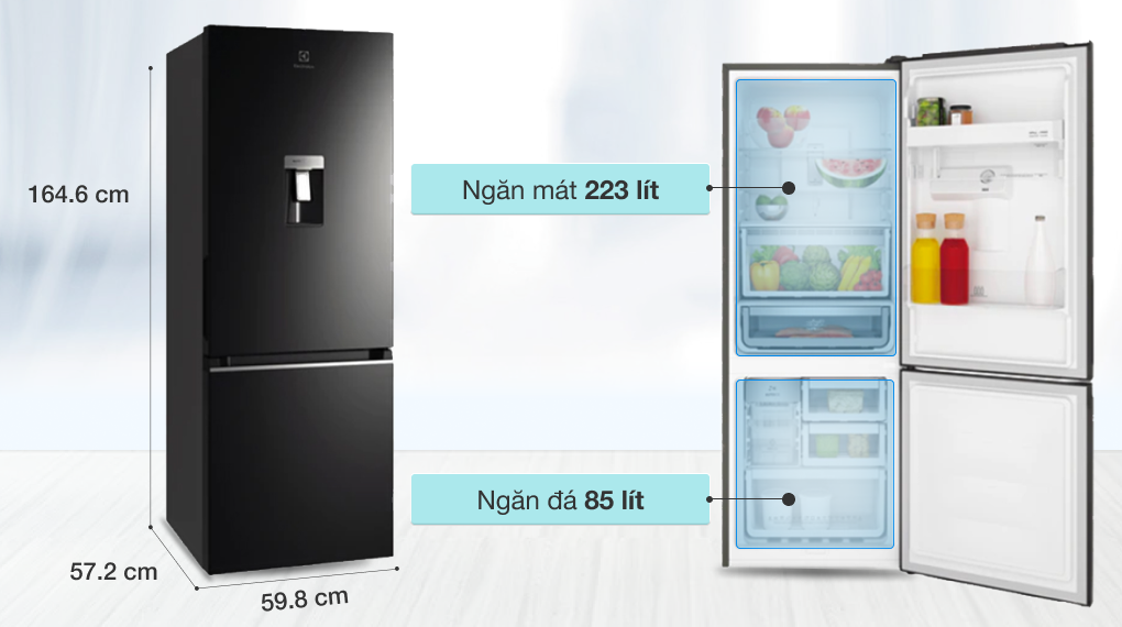 Tủ Lạnh Electrolux Inverter 308L EBB3462K-H