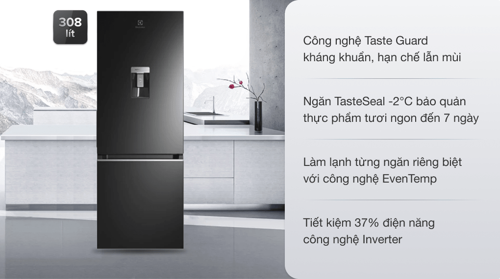 Tủ Lạnh Electrolux Inverter 308L EBB3462K-H