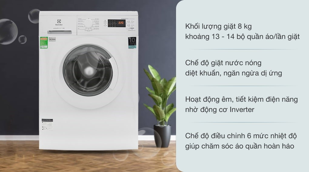 Máy giặt Electrolux 8 kg Inverter EWF8025DGWA lồng ngang