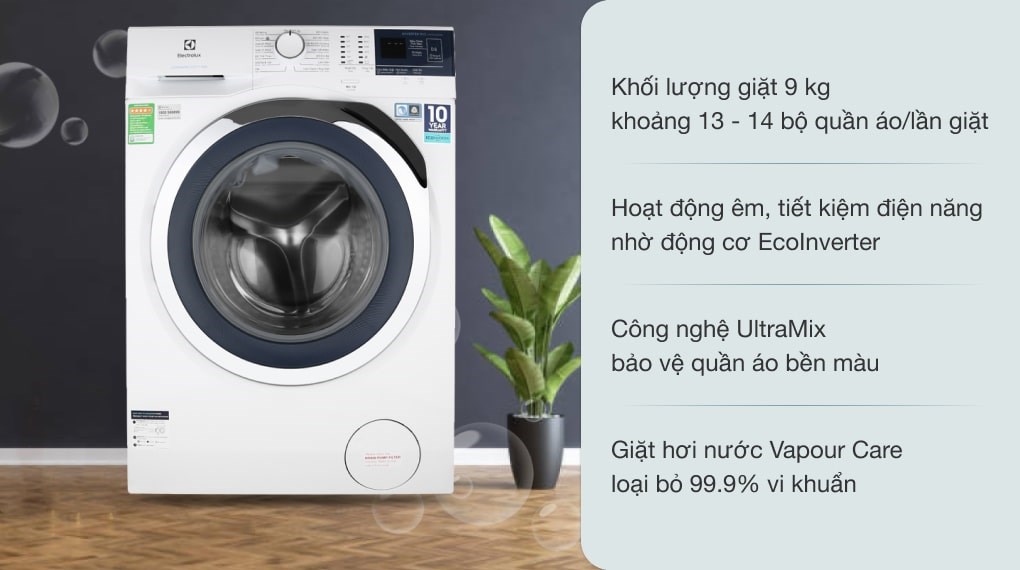 Máy giặt Electrolux 9kg inverter EWF9024BDWA lồng ngang