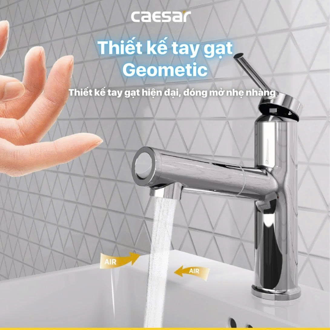 Vòi Lavabo Dây Rút Caesar B196C Nóng Lạnh