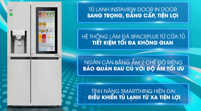 Tủ lạnh LG Inverter Side by side 602 lít GR-X247JS Instaview Door-In-Door