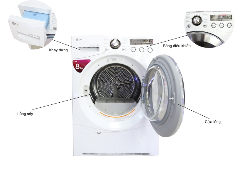 Máy sấy quần áo LG 8kg DR-80BW