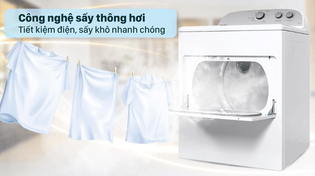 Máy Sấy Quần Áo Whirlpool 3LWED4815FW 15kg cửa trước