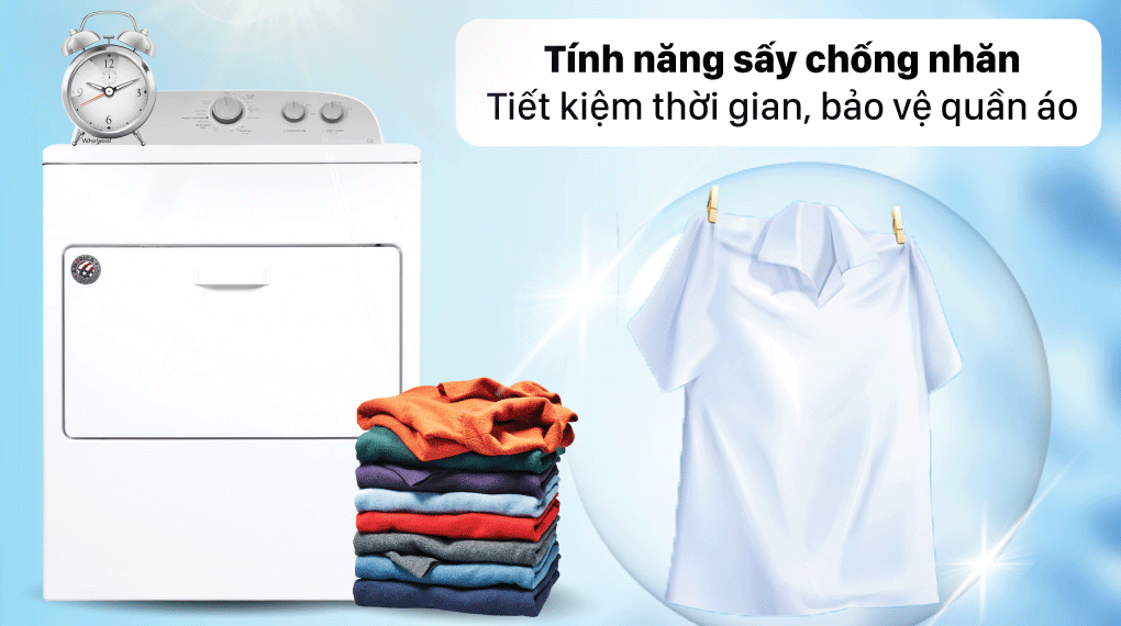 Máy Sấy Quần Áo Whirlpool 3LWED4815FW 15kg cửa trước