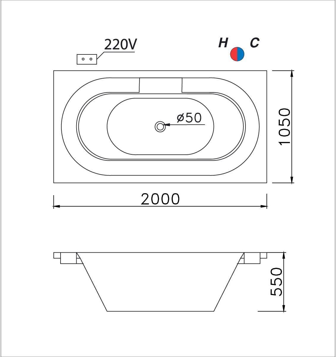 Bồn Tắm Massage Không Chân - Không Yếm CAESAR MT212