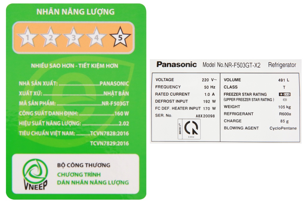 Tủ lạnh 6 cánh Inverter Panasonic NR-F503GT-X2 491 Lít