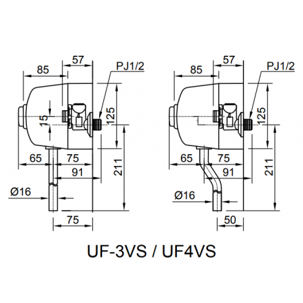 Van Xả Nhấn Tiểu Nam Inax UF-3VS (Ống Thẳng)
