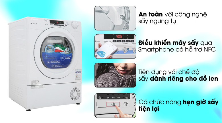 Máy sấy Ngưng Tụ Candy 8 kg CS C8LF-S