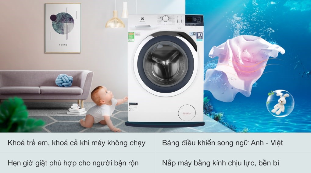Máy giặt Electrolux 9kg inverter EWF9024BDWA lồng ngang