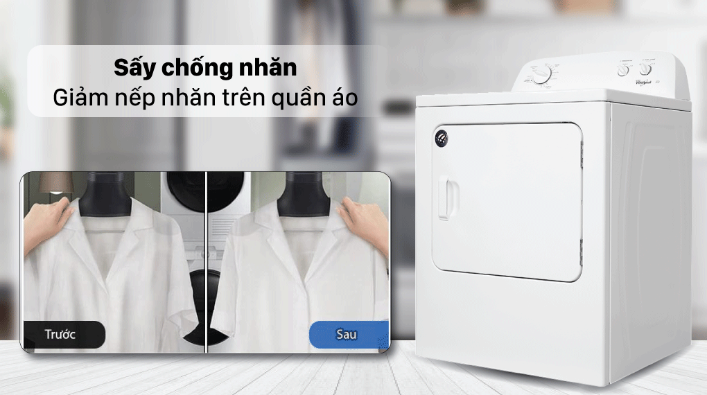 Máy Sấy Quần Áo Whirlpool 3LWED4705FW 15kg cửa trước