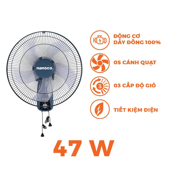 Quạt Treo Tường Nanoco NWF1604BL ( màu xanh)