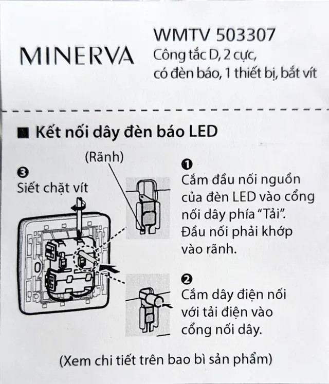 Bộ 1 Công Tắc D, Có Đèn Báo Minerva Panasonic WMT503307MYZ-VN