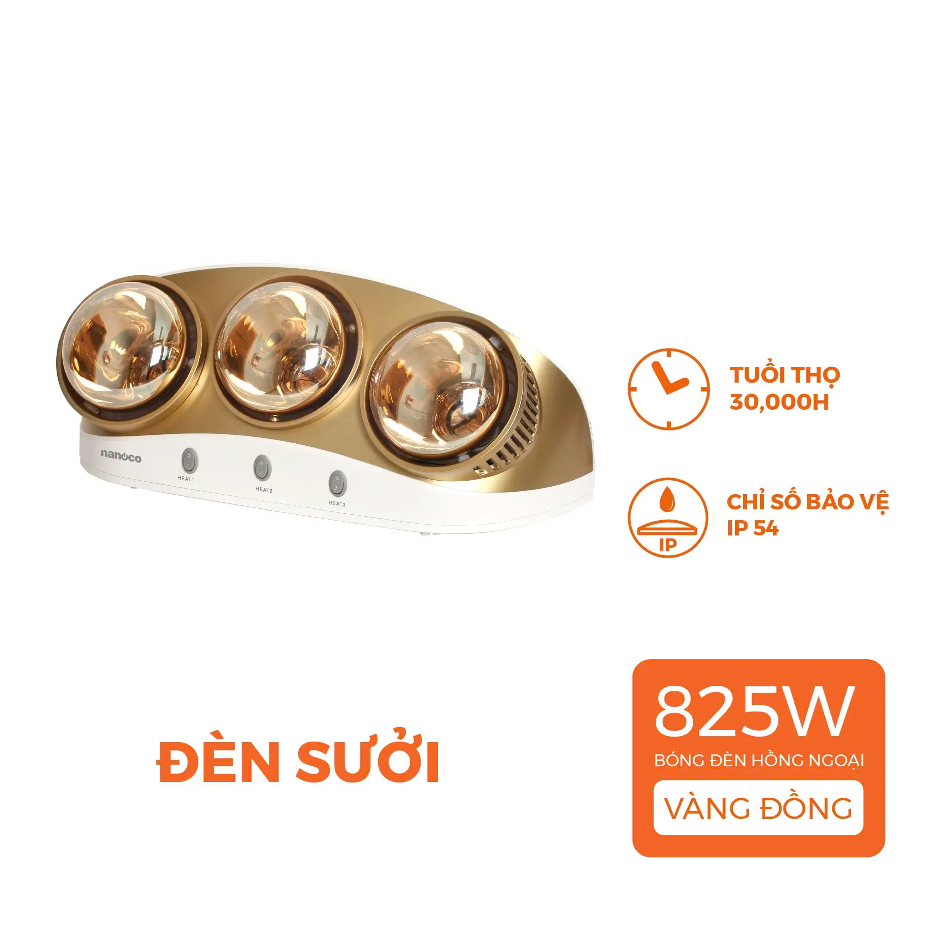 Đèn Sưởi 3 Bóng Nanoco NBH626G
