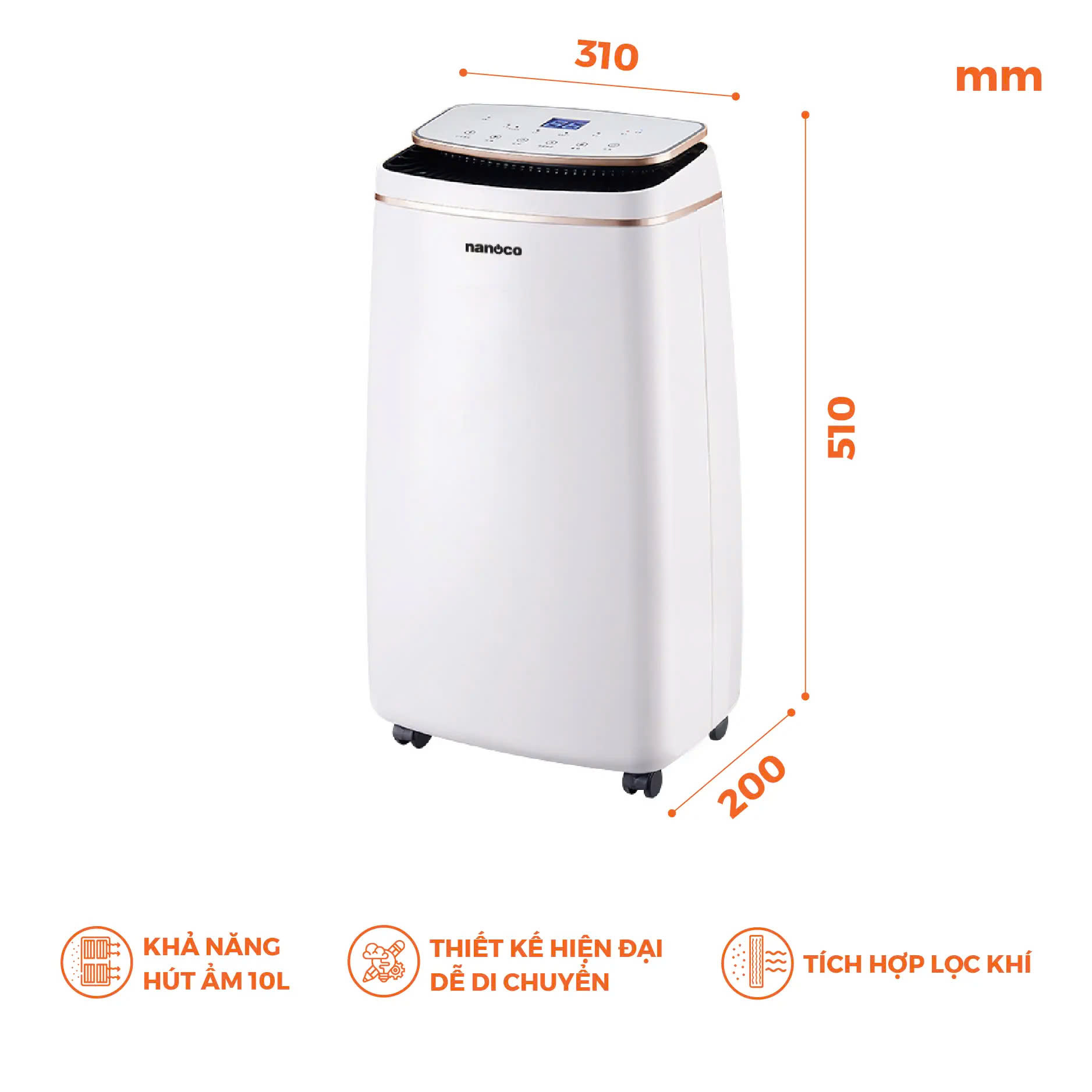Máy Hút Ẩm Nanoco 10L NDH102
