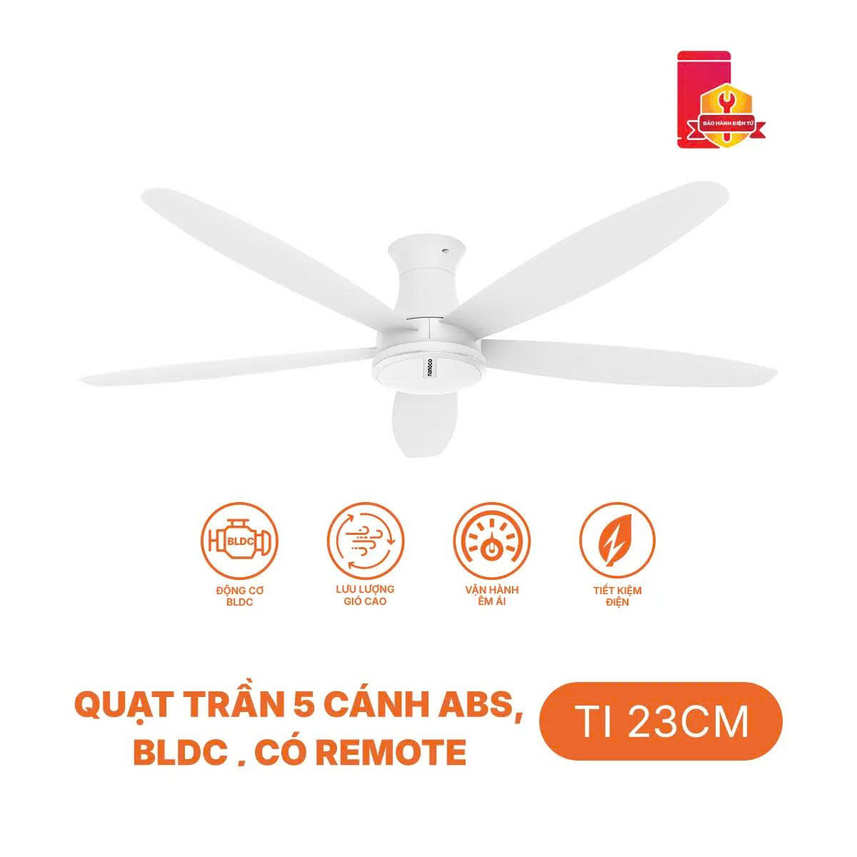 Quạt Trần 5 Cánh Nanoco NCF6051-WS Động Cơ BLCD