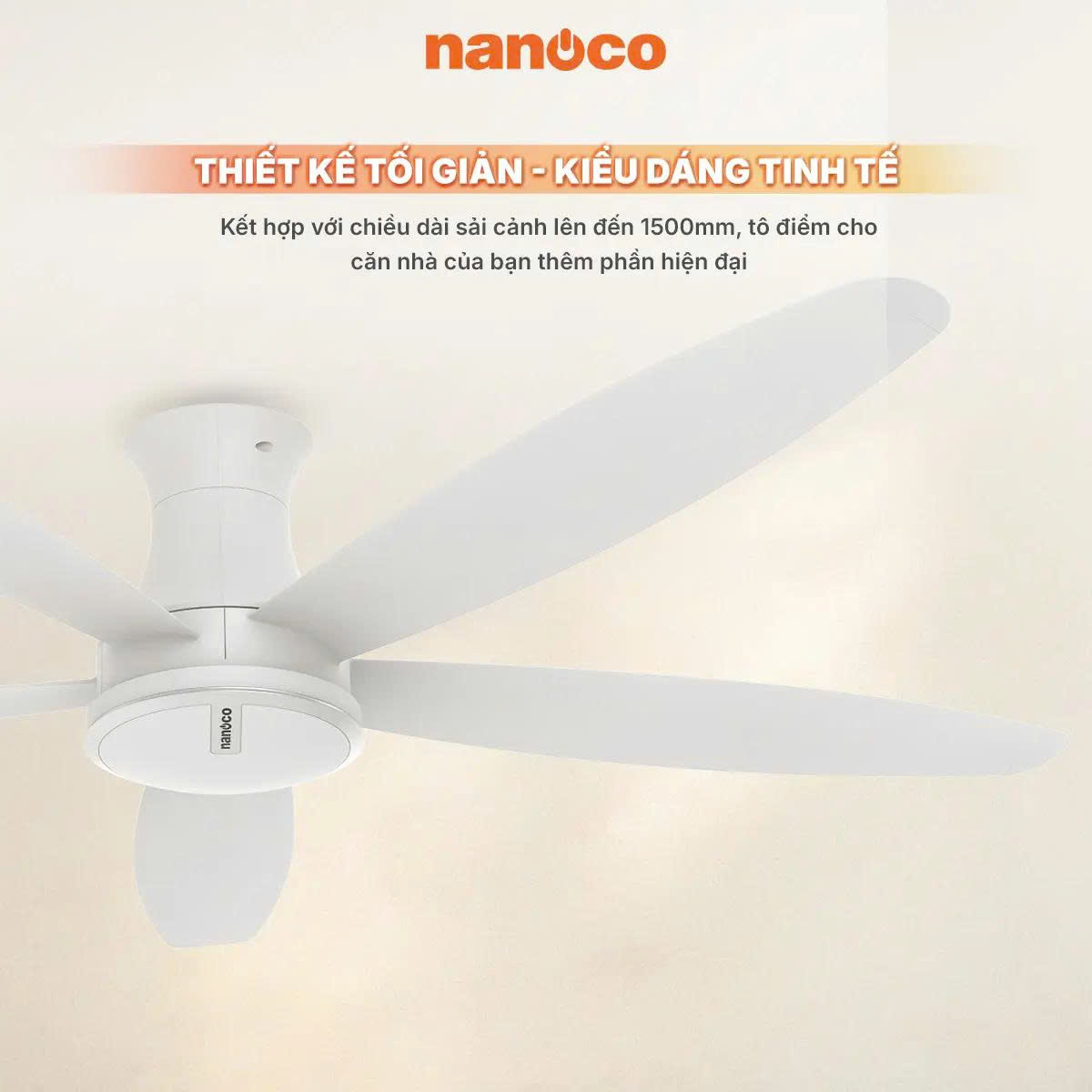 Quạt Trần 5 Cánh Nanoco NCF6051-WS Động Cơ BLCD