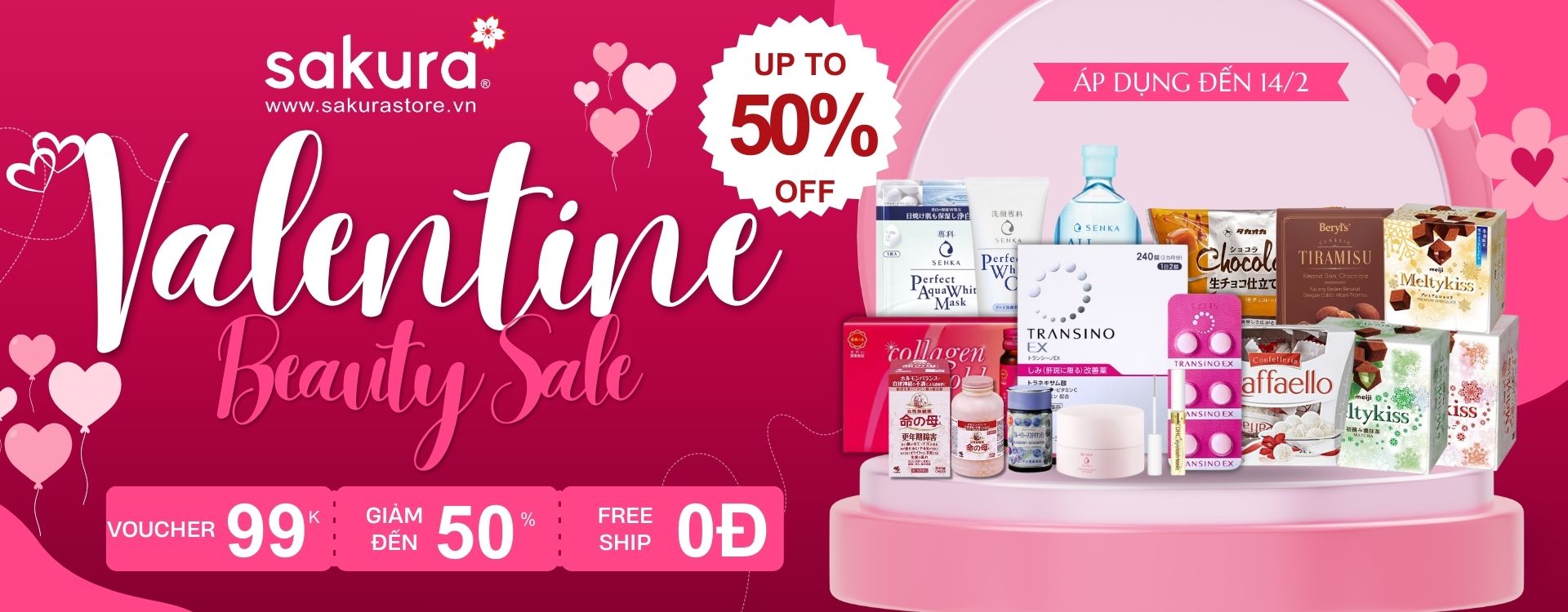 SĂN ƯU ĐÃI VALENTINE RED 2026: GIẢM SÂU 50% SOCOLA & BEAUTY TẠI SAKURA STORE