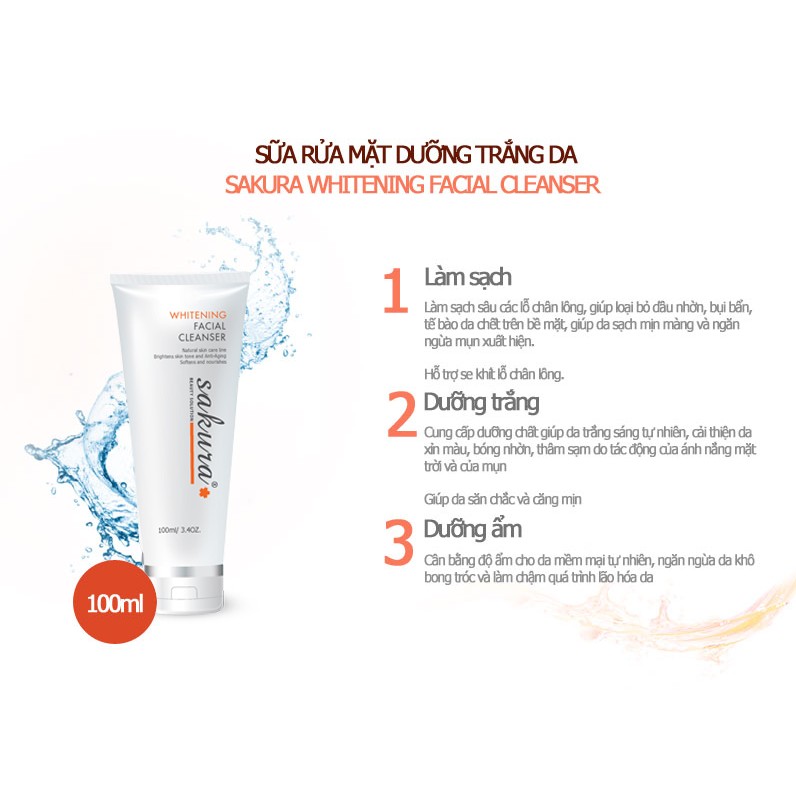 Sữa rửa mặt giúp làm sạch và sáng da Sakura Brightening Cleanser