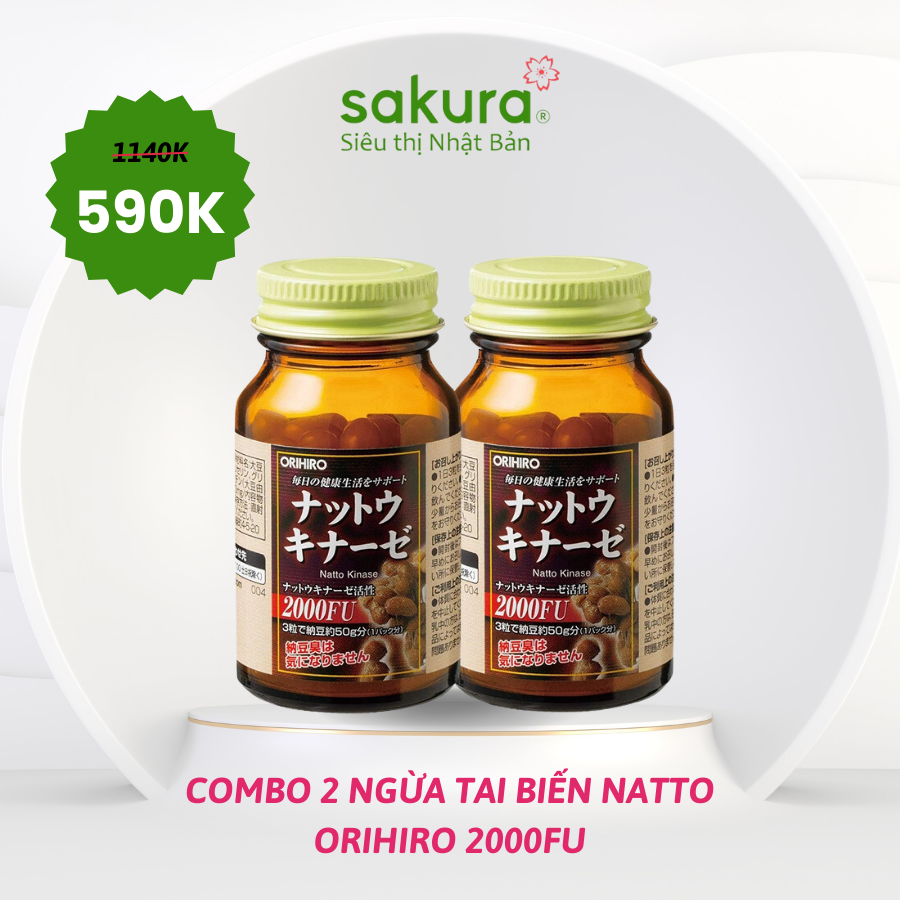 Viên uống hỗ trợ phòng ngừa tai biến Natto Kinase Orihiro 60 viên ( 20 ngày)