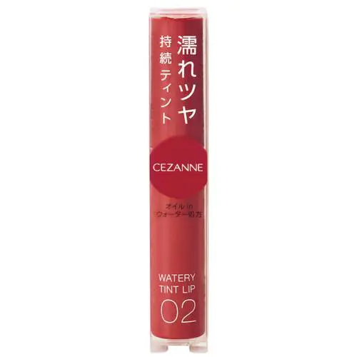 Son Tint Bóng Cezanne Watery Tint Lip 4g Màu 02 Coral Red ( Đỏ San Hô) - Hàng Nhật nội
