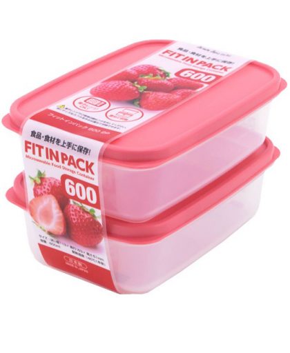 Set 2 hộp nhựa đựng thực phẩm Fitin Pack 600ml nắp dẻo- Hàng Nhật nội địa