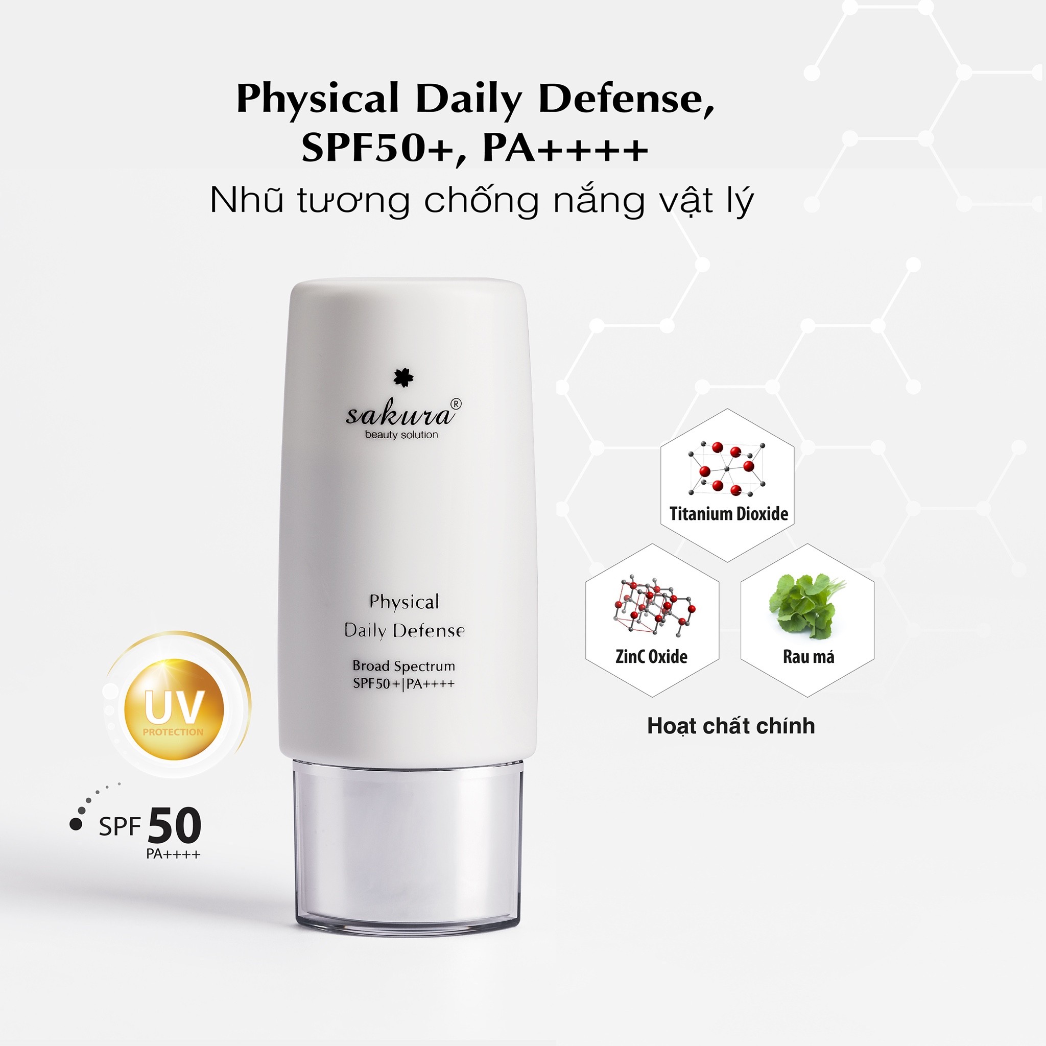 Nhũ tương chống nắng vật lý Sakura ysical Daily Defense SPF 50+ PA ++++ 60g