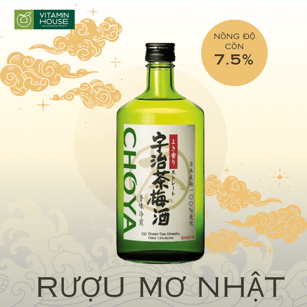 Rượu Choya Uji Green Tea Umeshu 720ml 7,5% - Hàng Nhật nội địa