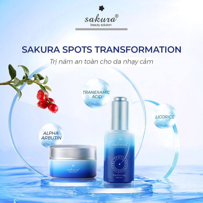 Bộ sản phẩm giảm nám, dưỡng trắng da cao cấp Sakura Tranforming Serum & Cream