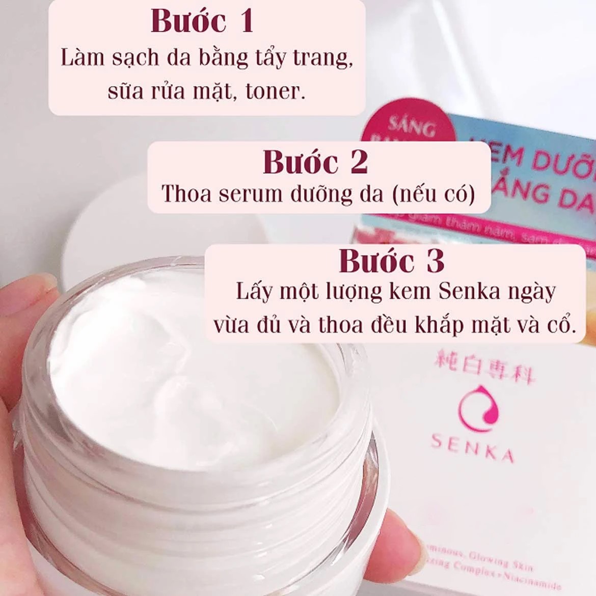 Kem dưỡng trắng nâng tông 3in1 Senka White Beaty Cream 100gr- Hàng Nhật nội địa