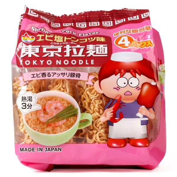 Mì ăn liền Tokyo Noodle Shrimp & Pork Flavour vị Tôm & thịt heo 112g (4 miếng*28g) - Hàng Nhật nội địa