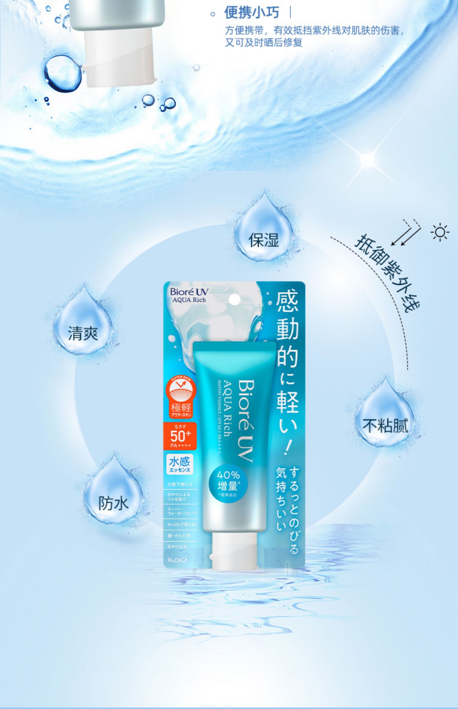 Kem chống nắng Biore UV Aqua Rich Watery Essence (70g) - Hàng Nhật nội địa