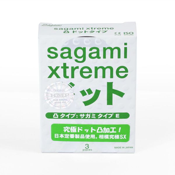 Bao cao su Sagami Xtreme White có gai 0.03mm - 3 chiếc - Hàng Nhật nội địa