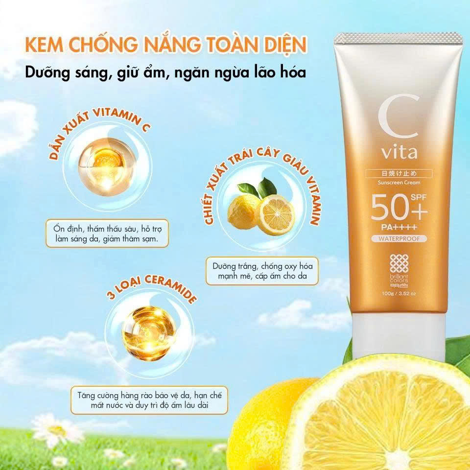 Kem chống nắng Meishoku C Vita Suncream 100g - Hàng Nhật nội địa