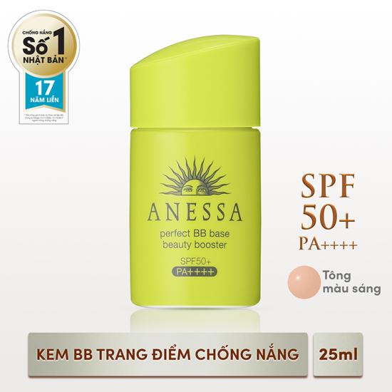 Kem Trang Điểm Chống Nắng BB Tông Màu Sáng Anessa Perfect BB Base Beauty Booster Light 25ml - Hàng Nhật nội địa