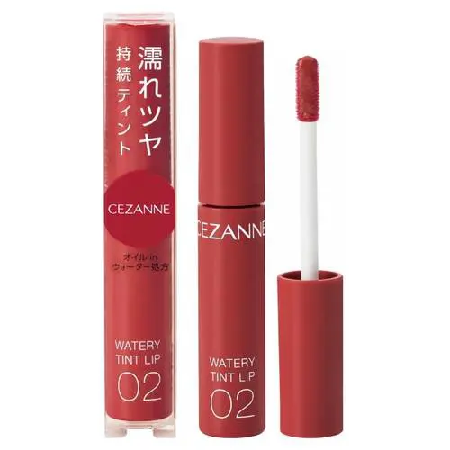 Son Tint Bóng Cezanne Watery Tint Lip 4g Màu 02 Coral Red ( Đỏ San Hô) - Hàng Nhật nội
