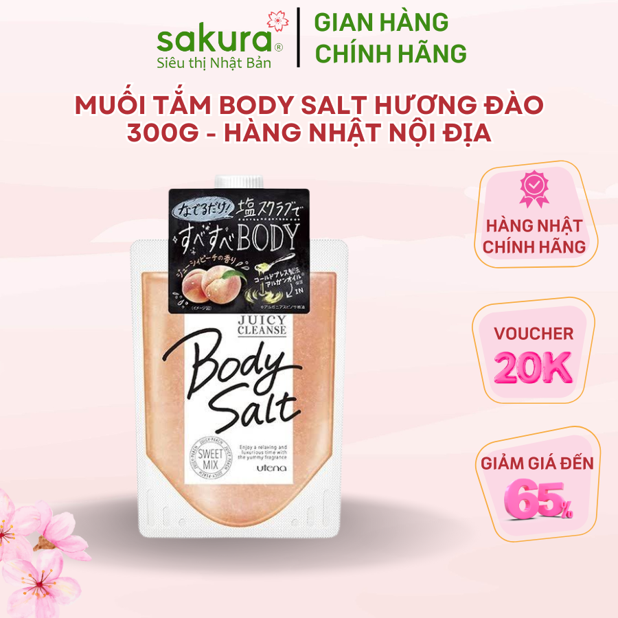Muối tắm body salt hương Đào 300g - Hàng Nhật nội địa