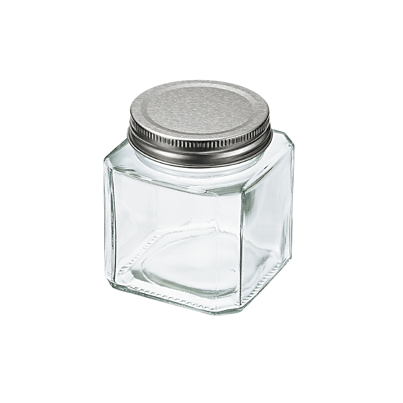 Lọ thủy tinh dáng vuông, nắp kim loại 380ml Echo - Hàng Nhật nội địa