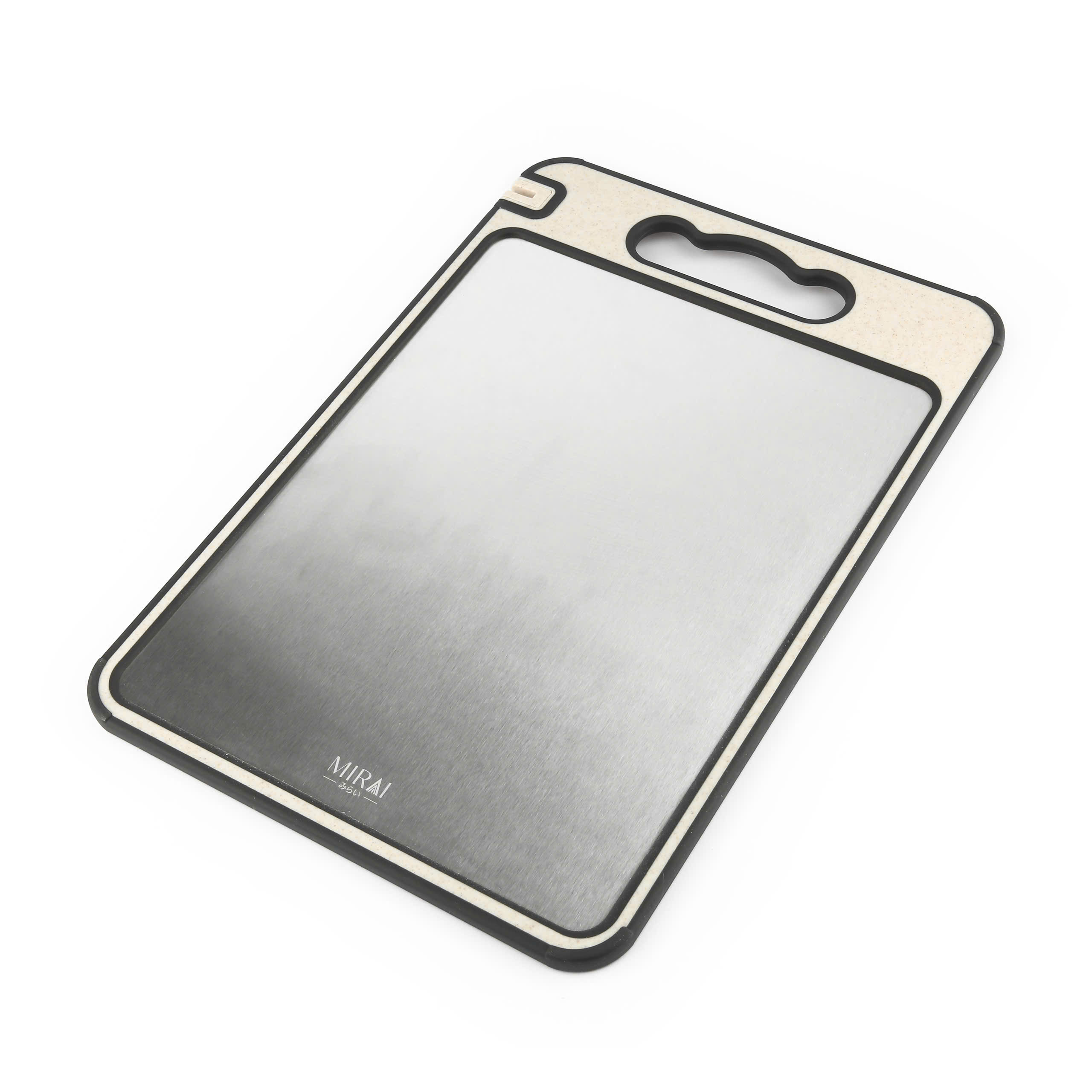 Thớt 2 mặt inox 304 và nhựa lúa mạch PP kháng khuẩn cao cấp Mirai 25x36cm - Hàng Nhật nội địa
