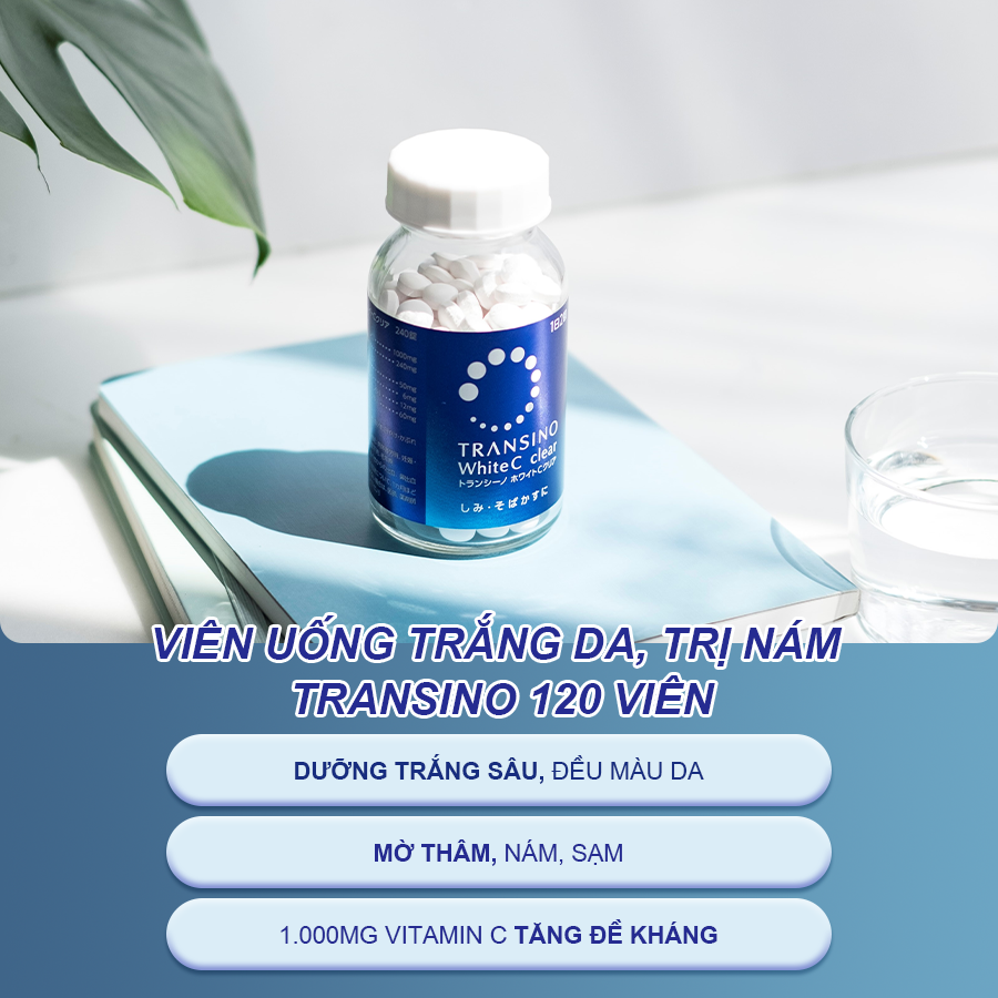 Viên uống trắng da, giảm nám Transino White C Clear 120 viên - Hàng Nhật nội địa