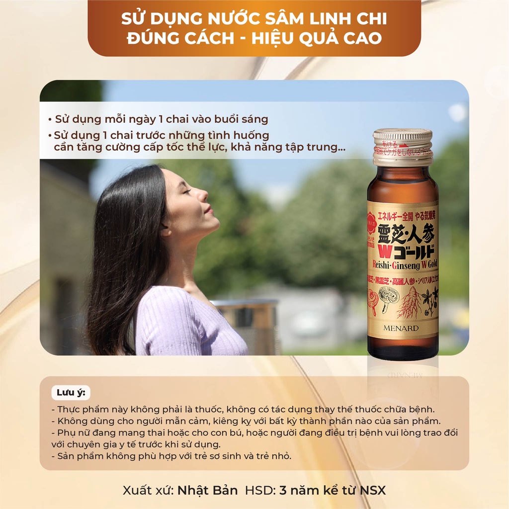 Nước Sâm Linh Chi Menard Reishi Ginseng phục hồi thể lực nhanh, tăng đề kháng( 10 chai x 50ml)