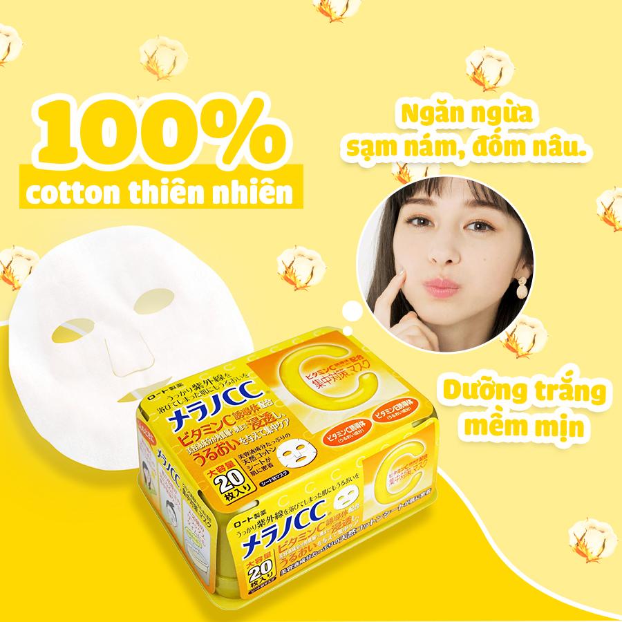 Mặt nạ Melano CC Rohto Whitening Mask dưỡng trắng da trị thâm nám - Hàng Nhật nội địa