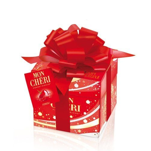 Hộp quà thắt nơ Socola (Chocolate) nhân rượu anh đào Mon Cheri Ferrero 283g - Hàng Nhật nội địa