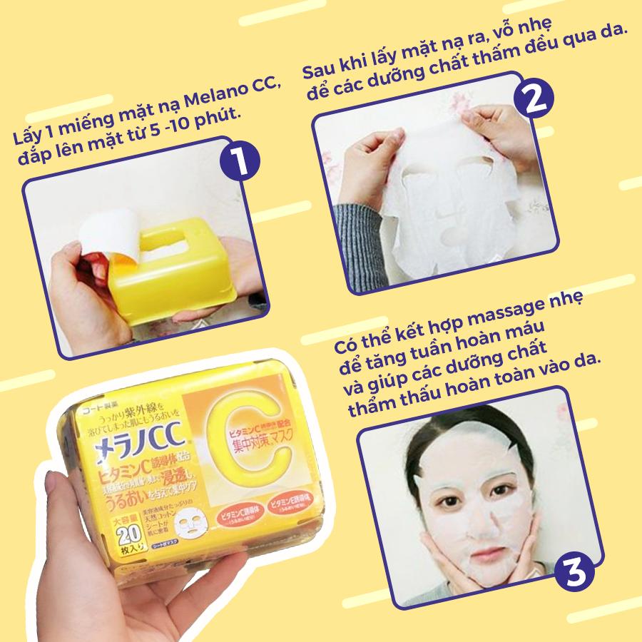 Mặt nạ Melano CC Rohto Whitening Mask dưỡng trắng da trị thâm nám - Hàng Nhật nội địa