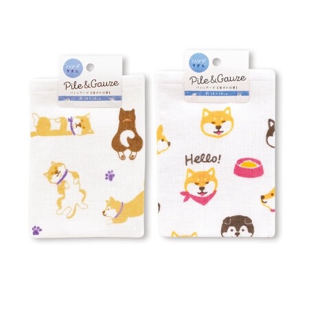 Khăn mặt cotton 2 lớp mẫu chú chó Shiba - Hàng Nhật nội địa