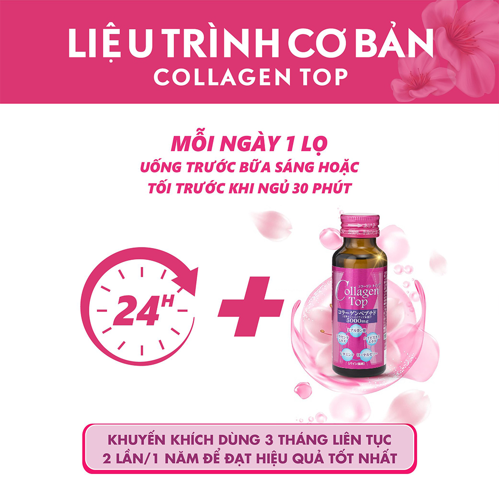 Nước uống Collagen Shinnippai Top 5.000mg (Hộp 10 chai x 50ml) - Hàng Nhật nội địa